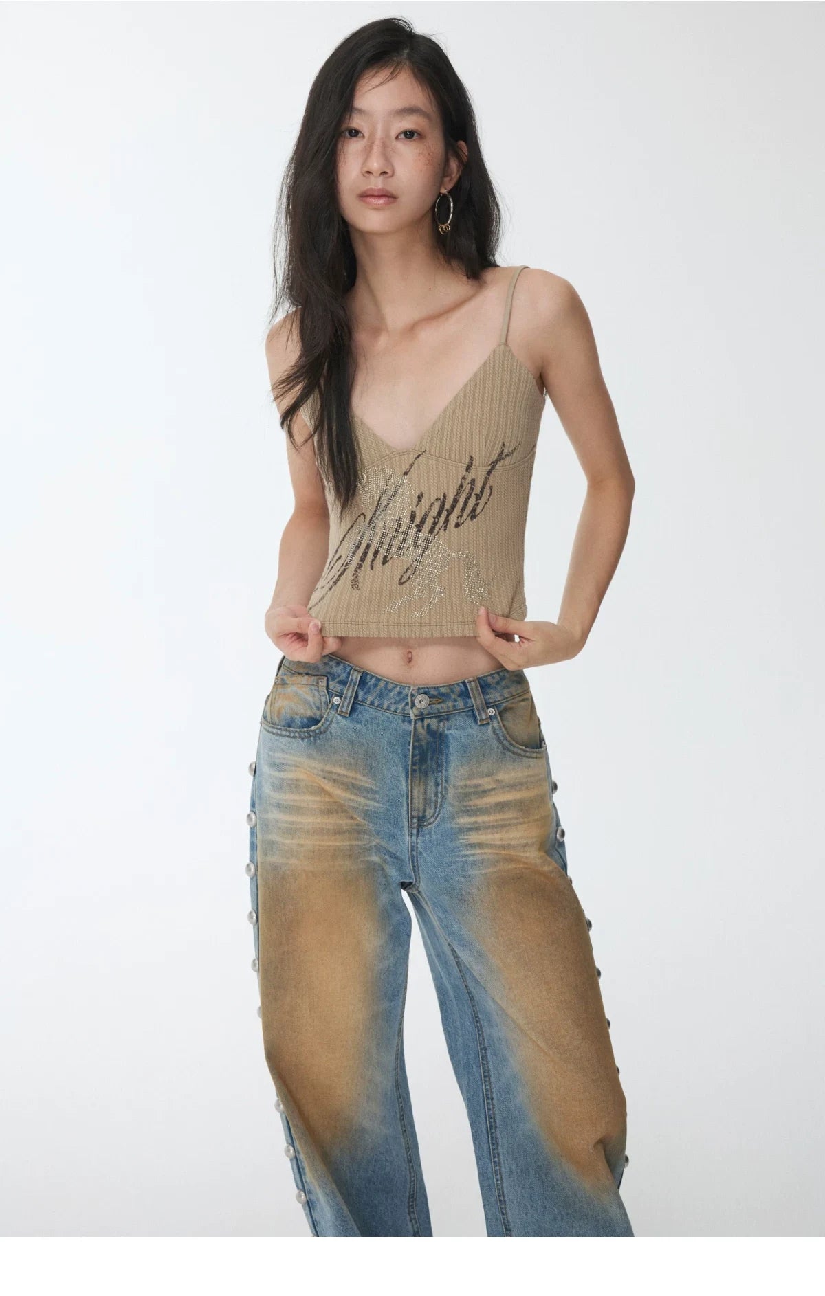 KNIGHT RHINESTONE CABLE-KNIT CAMI – 3colors