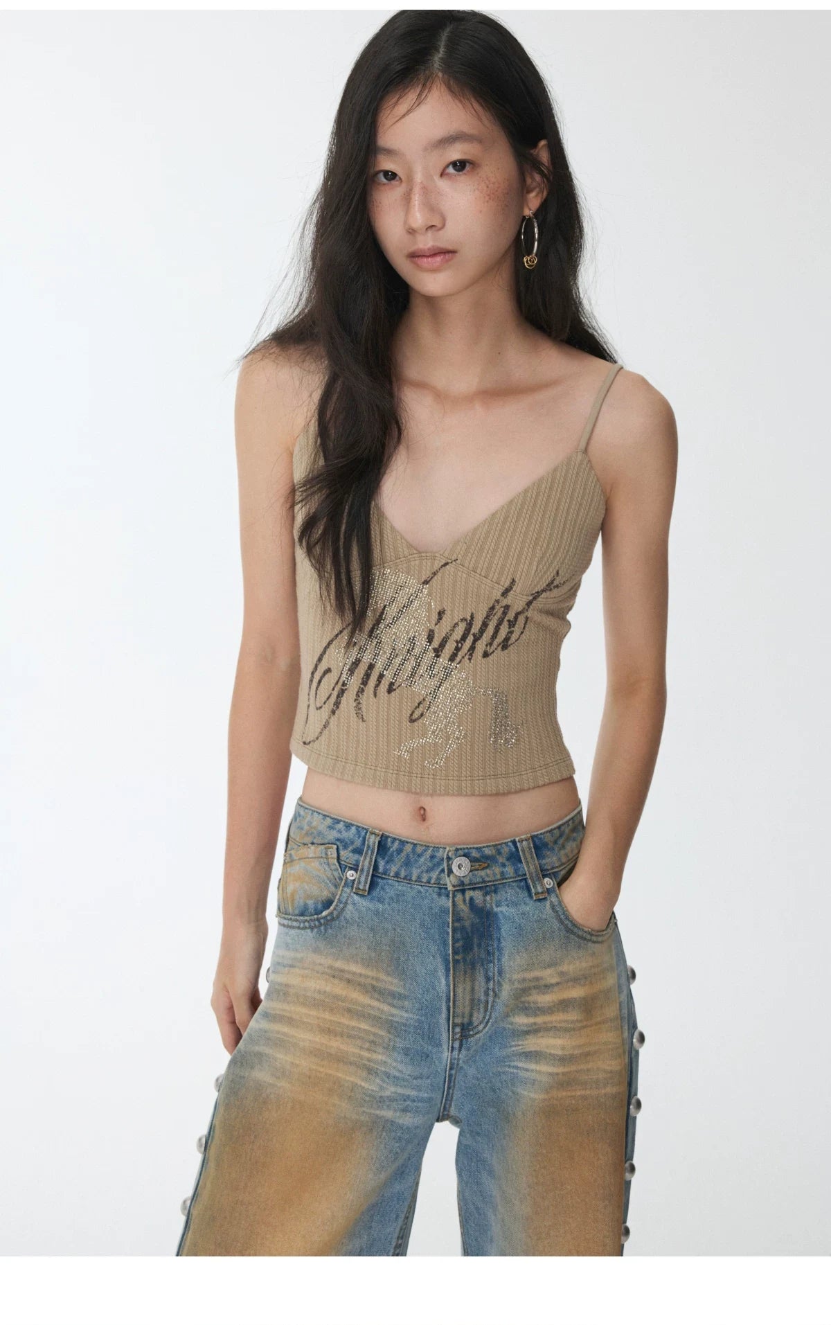 KNIGHT RHINESTONE CABLE-KNIT CAMI – 3colors
