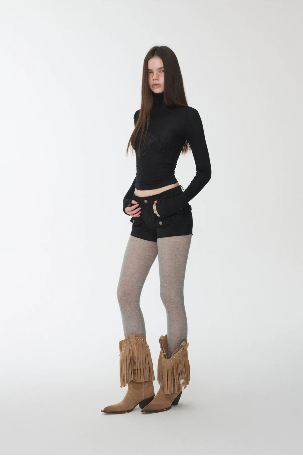 KNIGHT RHINESTONE FUNNEL-NECK TOP & DRESS – 7styles