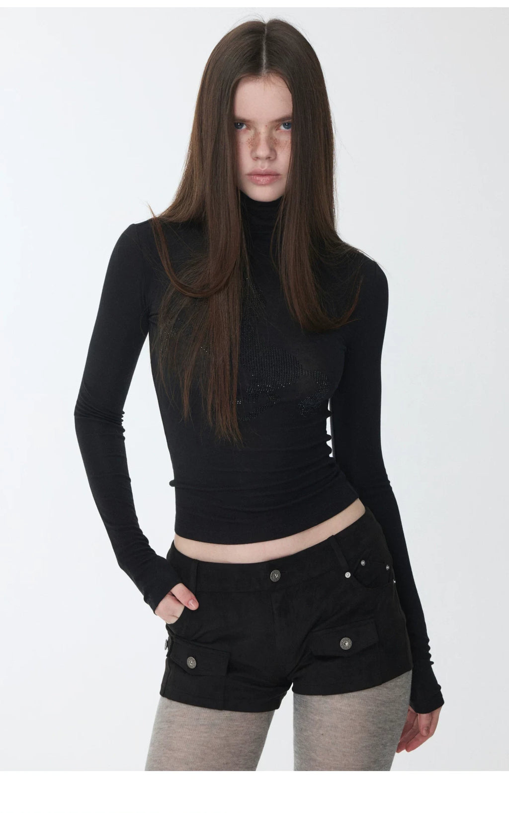 KNIGHT RHINESTONE FUNNEL-NECK TOP & DRESS – 7styles