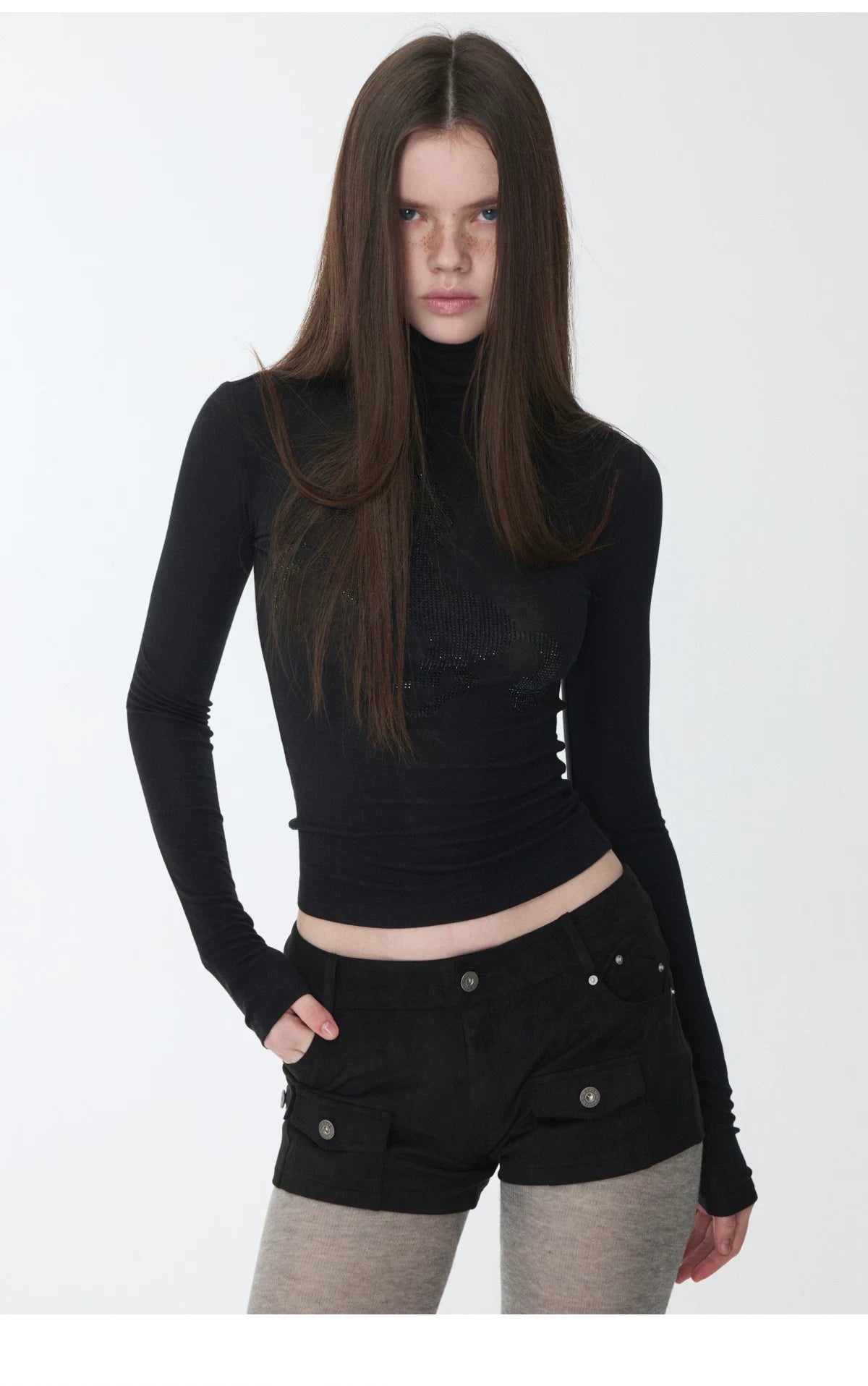 KNIGHT RHINESTONE FUNNEL-NECK TOP & DRESS – 7styles