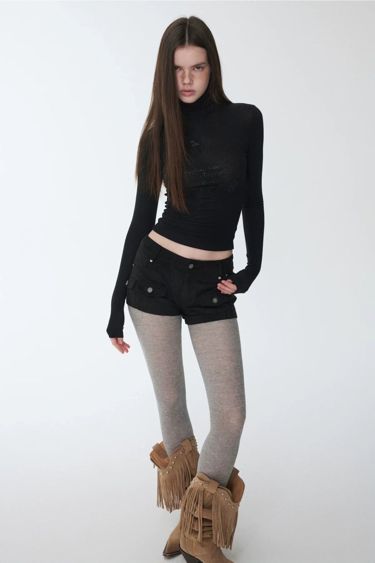 KNIGHT RHINESTONE FUNNEL-NECK TOP & DRESS – 7styles