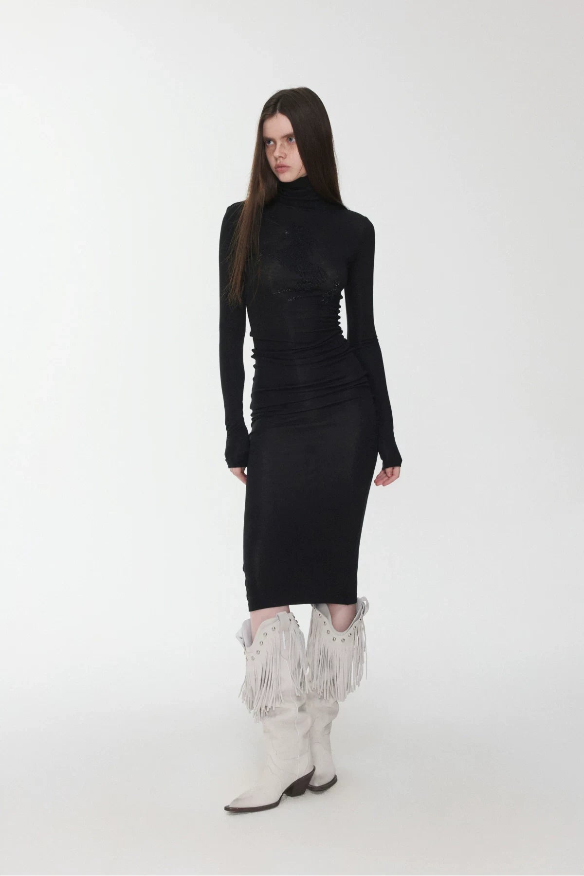 KNIGHT RHINESTONE FUNNEL-NECK TOP & DRESS – 7styles