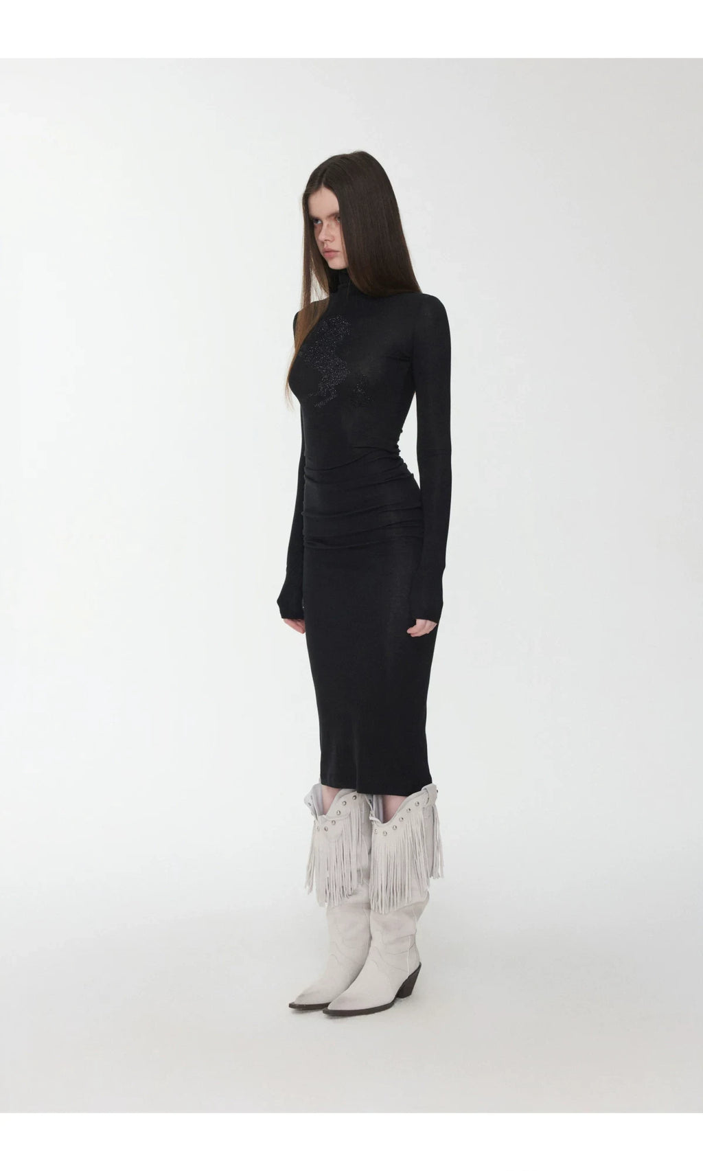 KNIGHT RHINESTONE FUNNEL-NECK TOP & DRESS – 7styles
