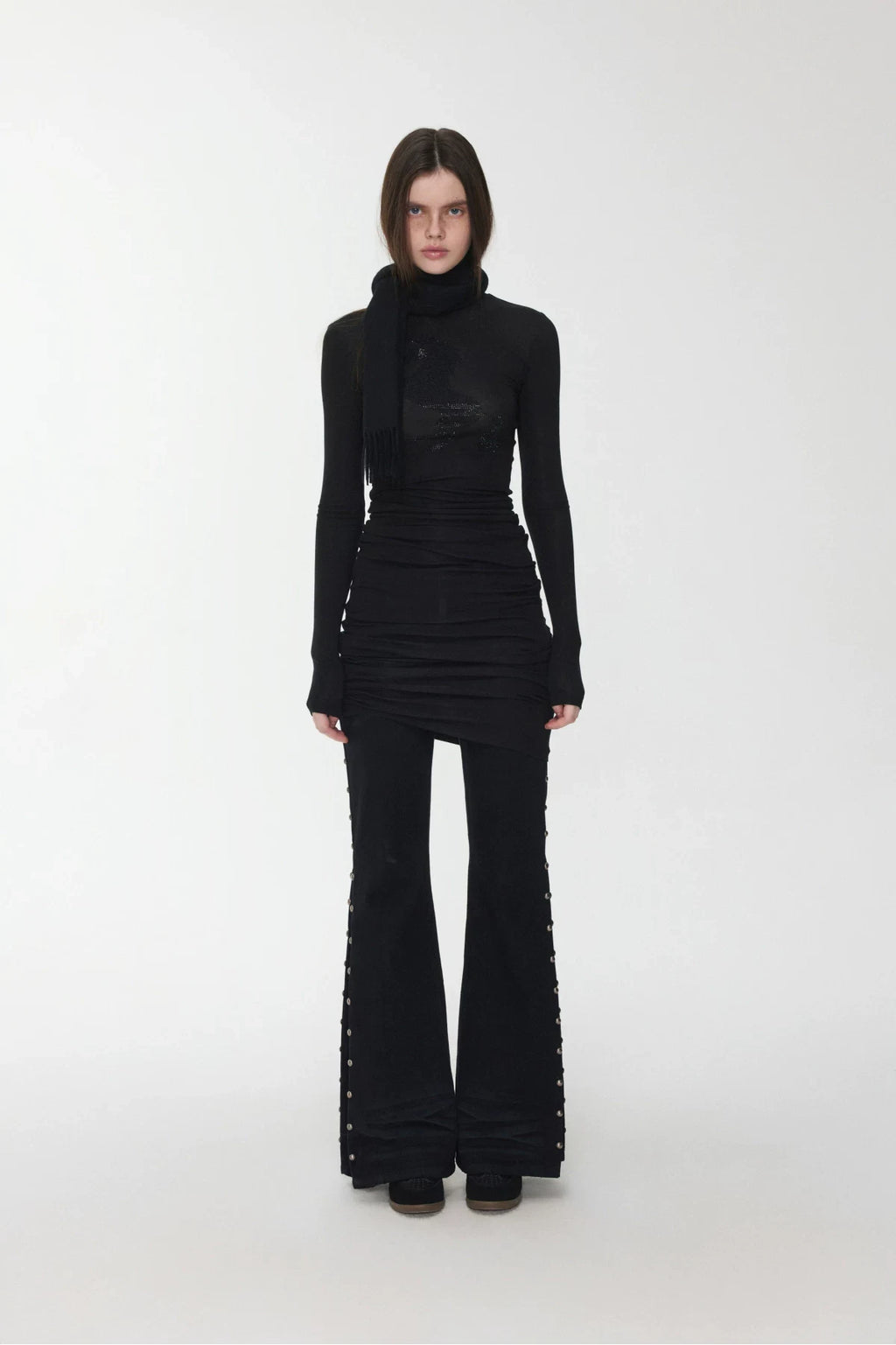 KNIGHT RHINESTONE FUNNEL-NECK TOP & DRESS – 7styles