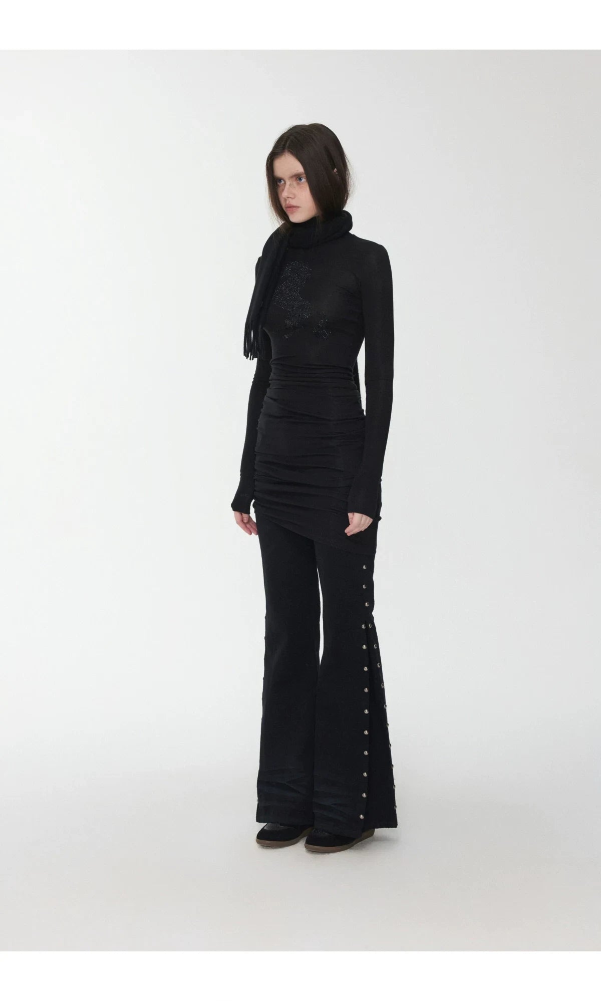 KNIGHT RHINESTONE FUNNEL-NECK TOP & DRESS – 7styles