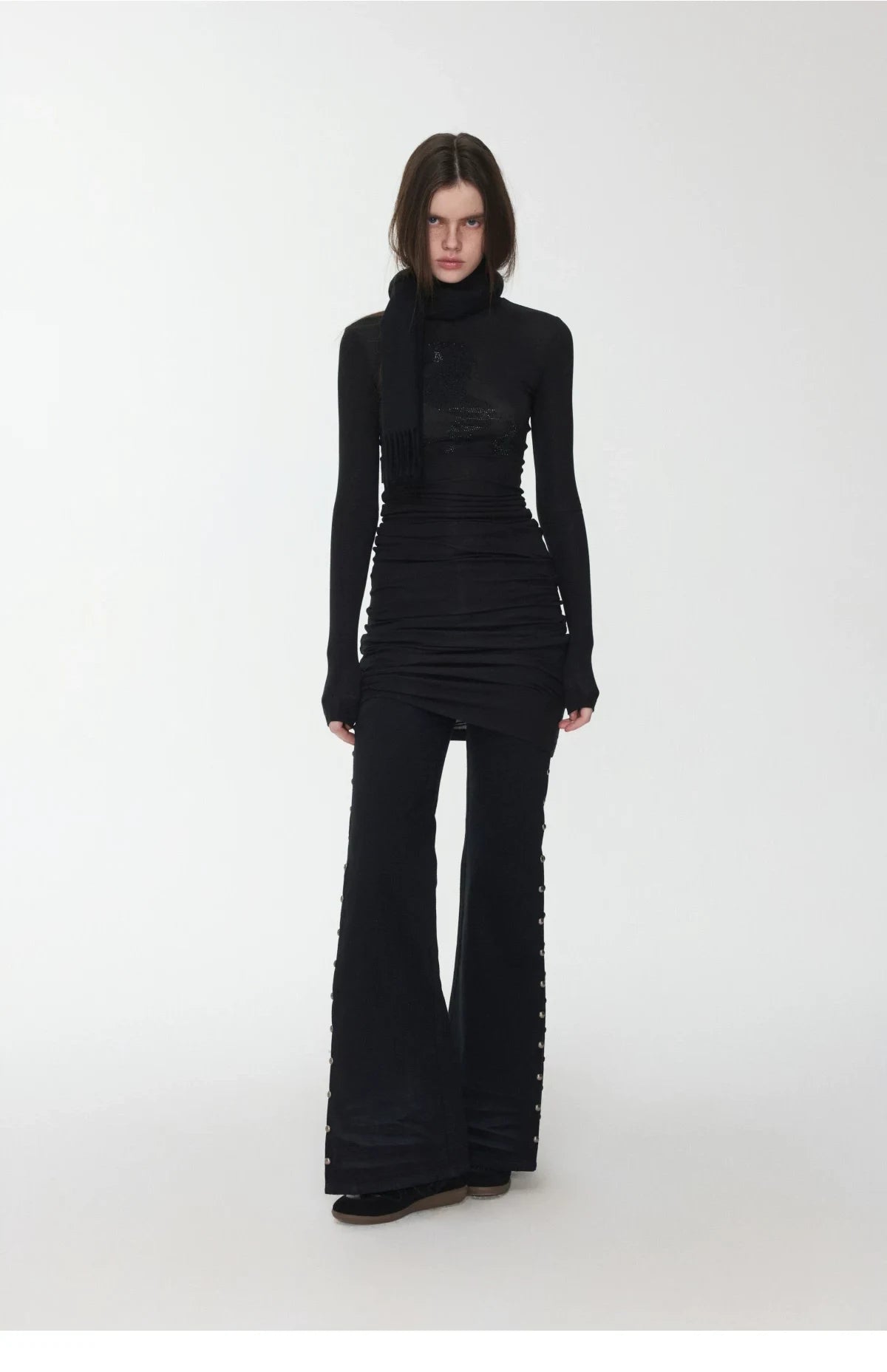 KNIGHT RHINESTONE FUNNEL-NECK TOP & DRESS – 7styles