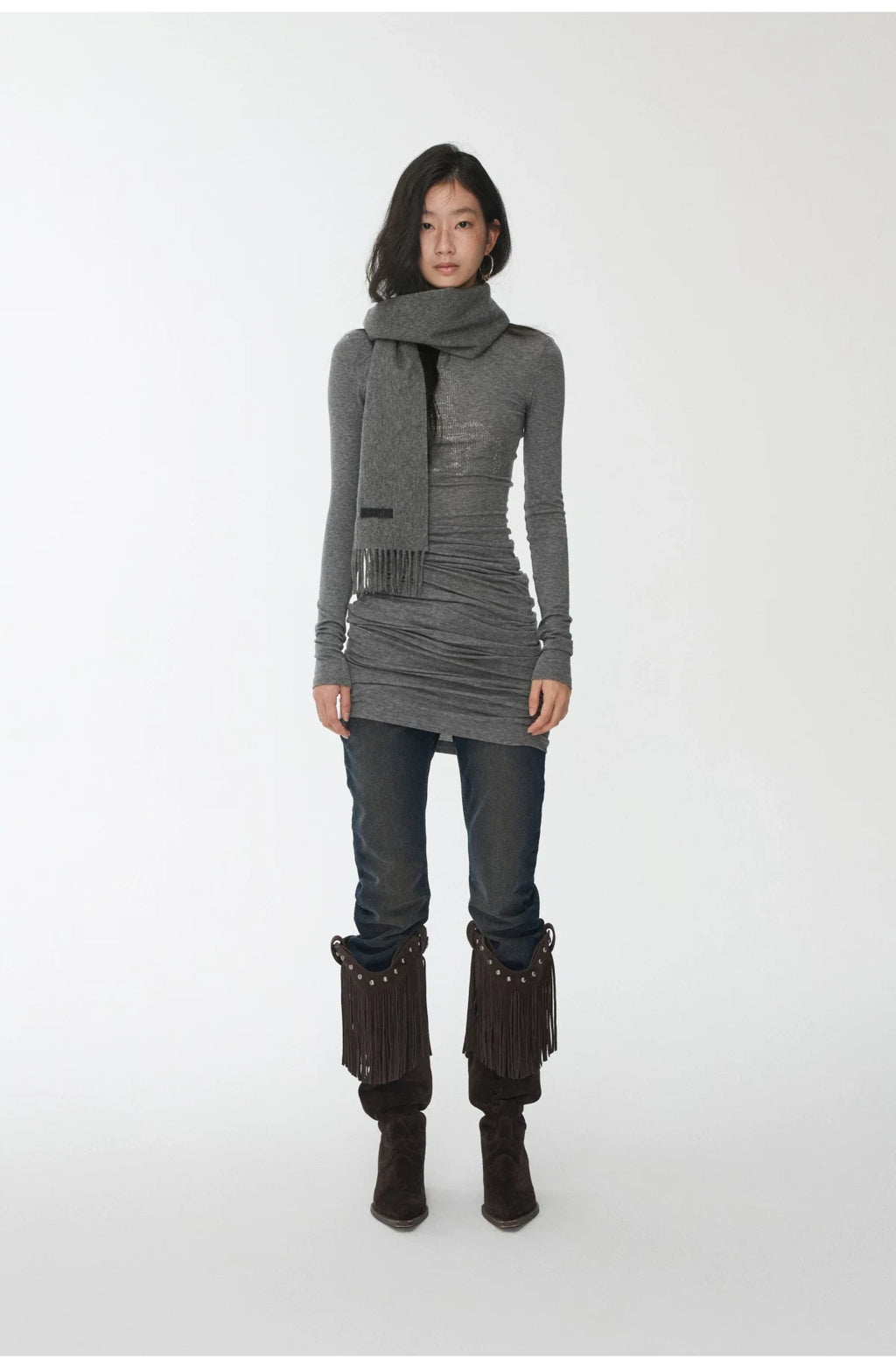 KNIGHT RHINESTONE FUNNEL-NECK TOP & DRESS – 7styles