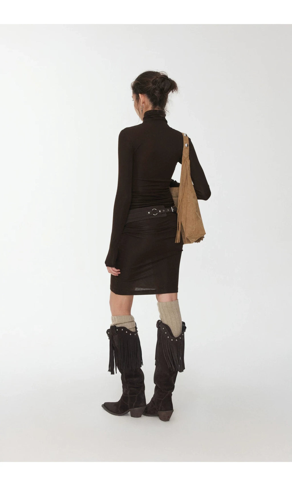 KNIGHT RHINESTONE FUNNEL-NECK TOP & DRESS – 7styles