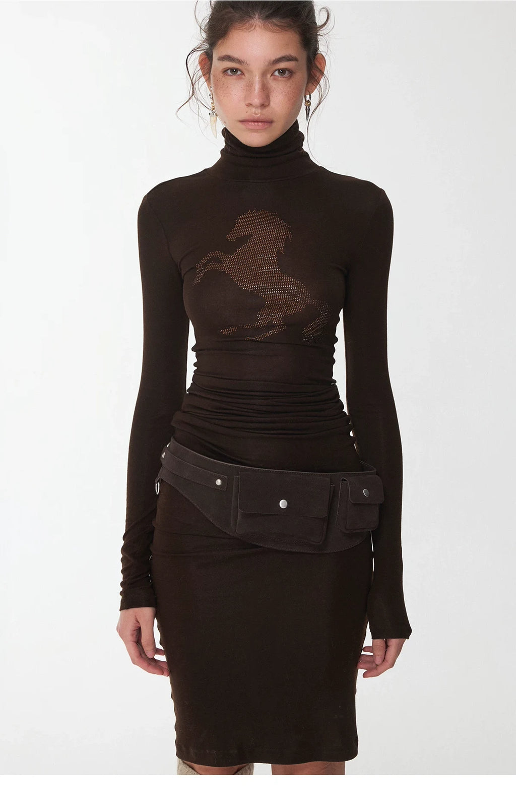 KNIGHT RHINESTONE FUNNEL-NECK TOP & DRESS – 7styles
