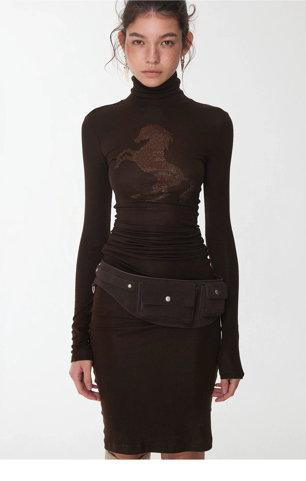 KNIGHT RHINESTONE FUNNEL-NECK TOP & DRESS – 7styles