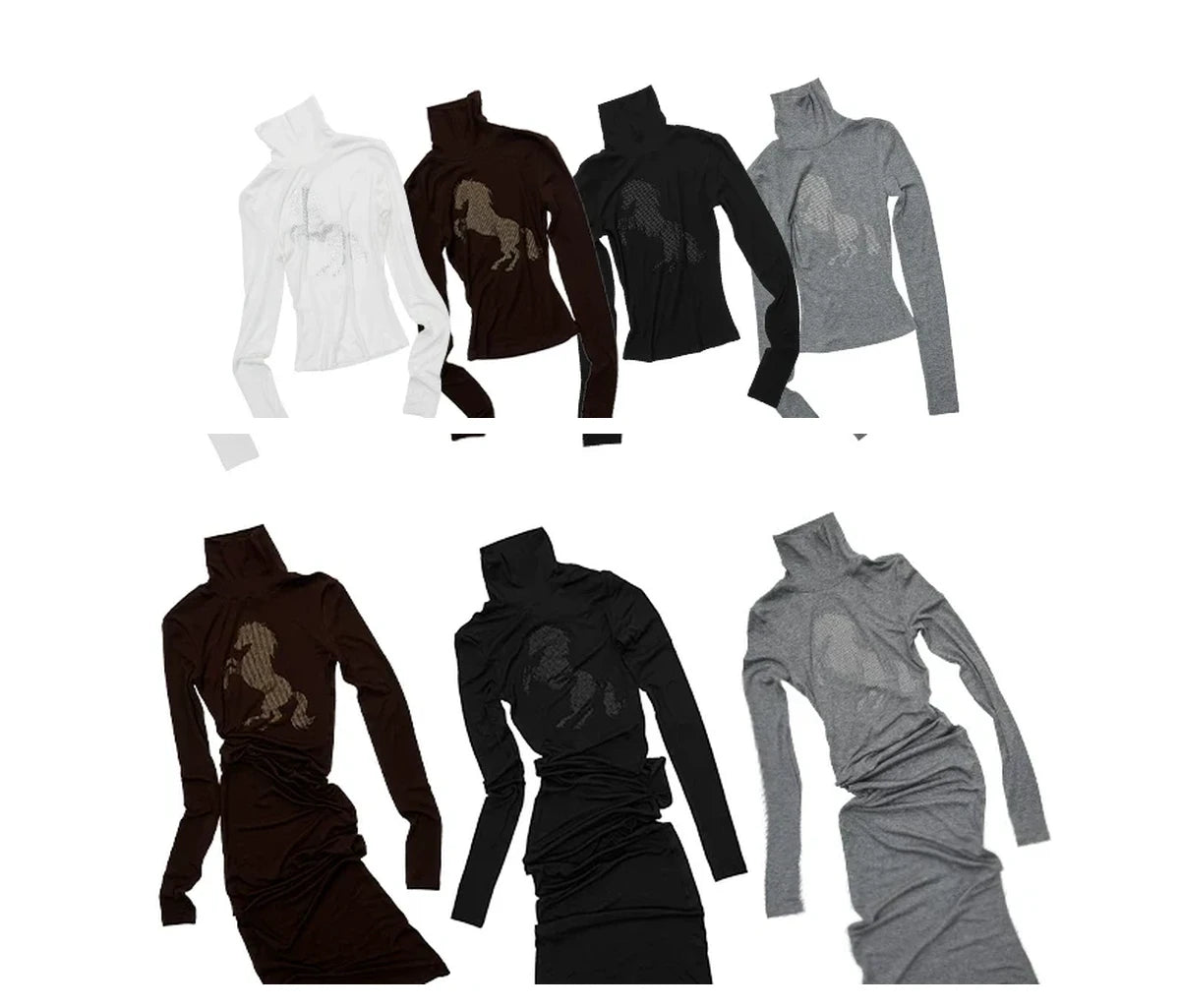 KNIGHT RHINESTONE FUNNEL-NECK TOP & DRESS – 7styles
