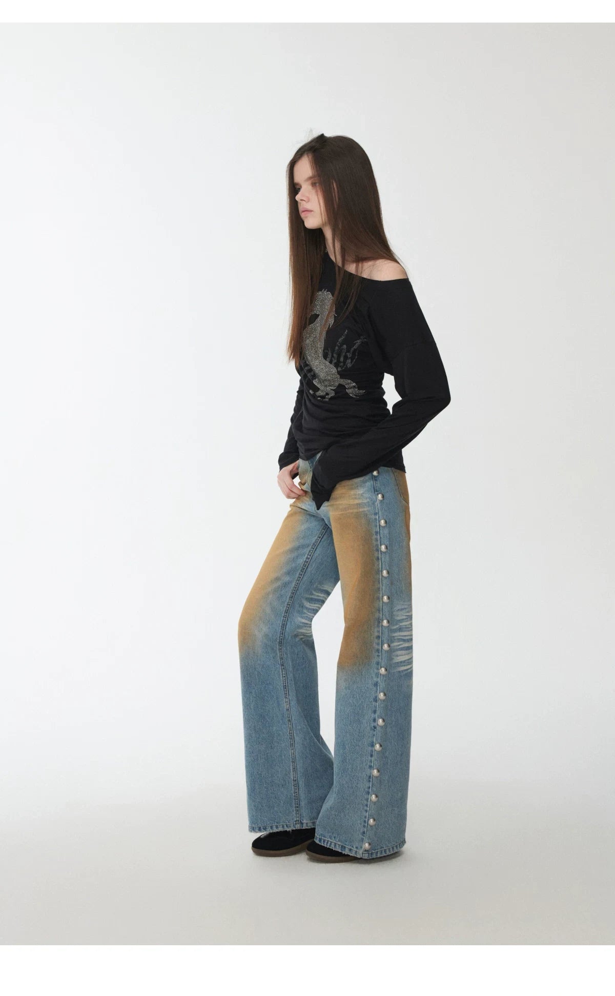 KNIGHT RHINESTONE OFF-SHOULDER LONG-SLEEVE TOP – 3colors