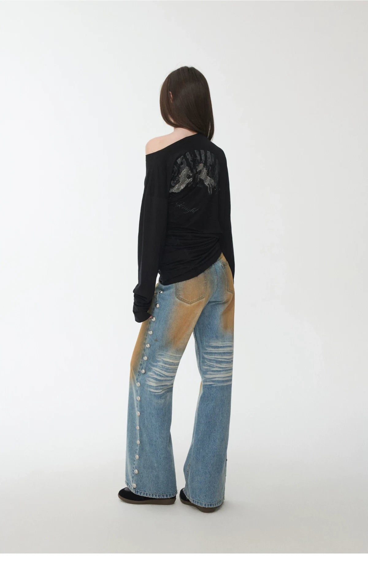 KNIGHT RHINESTONE OFF-SHOULDER LONG-SLEEVE TOP – 3colors