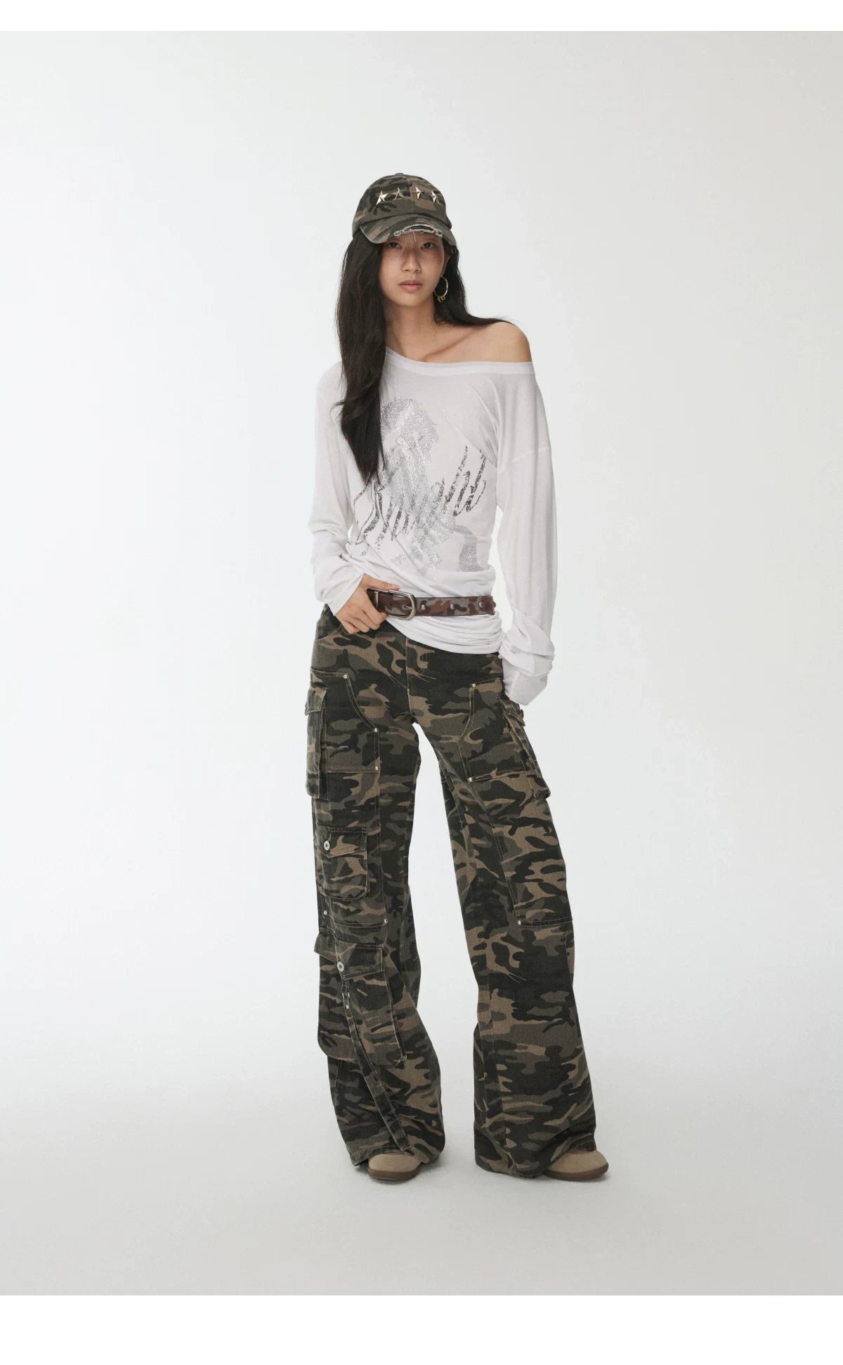 KNIGHT RHINESTONE OFF-SHOULDER LONG-SLEEVE TOP – 3colors