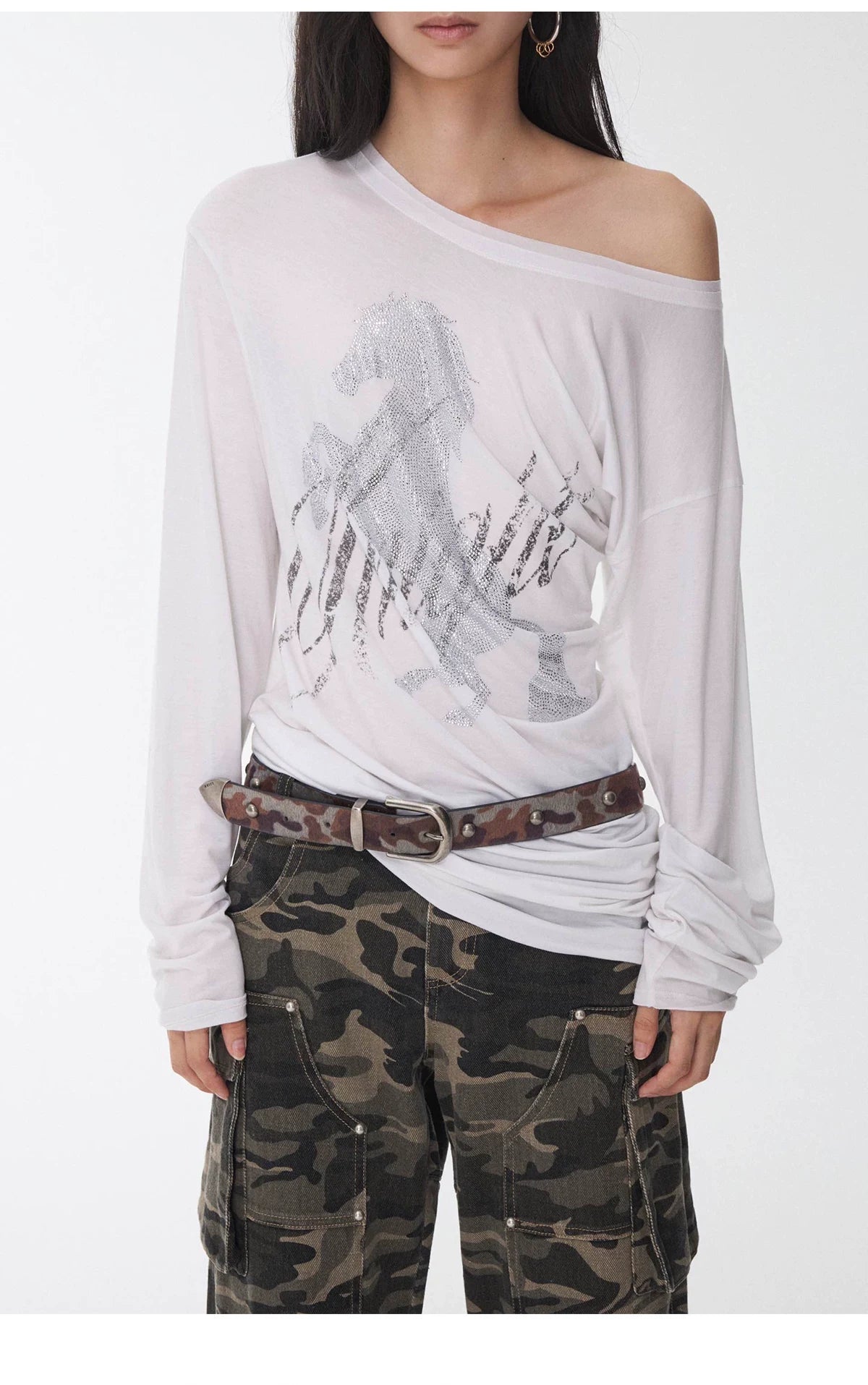 KNIGHT RHINESTONE OFF-SHOULDER LONG-SLEEVE TOP – 3colors