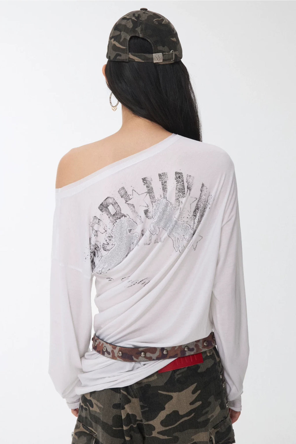 KNIGHT RHINESTONE OFF-SHOULDER LONG-SLEEVE TOP – 3colors
