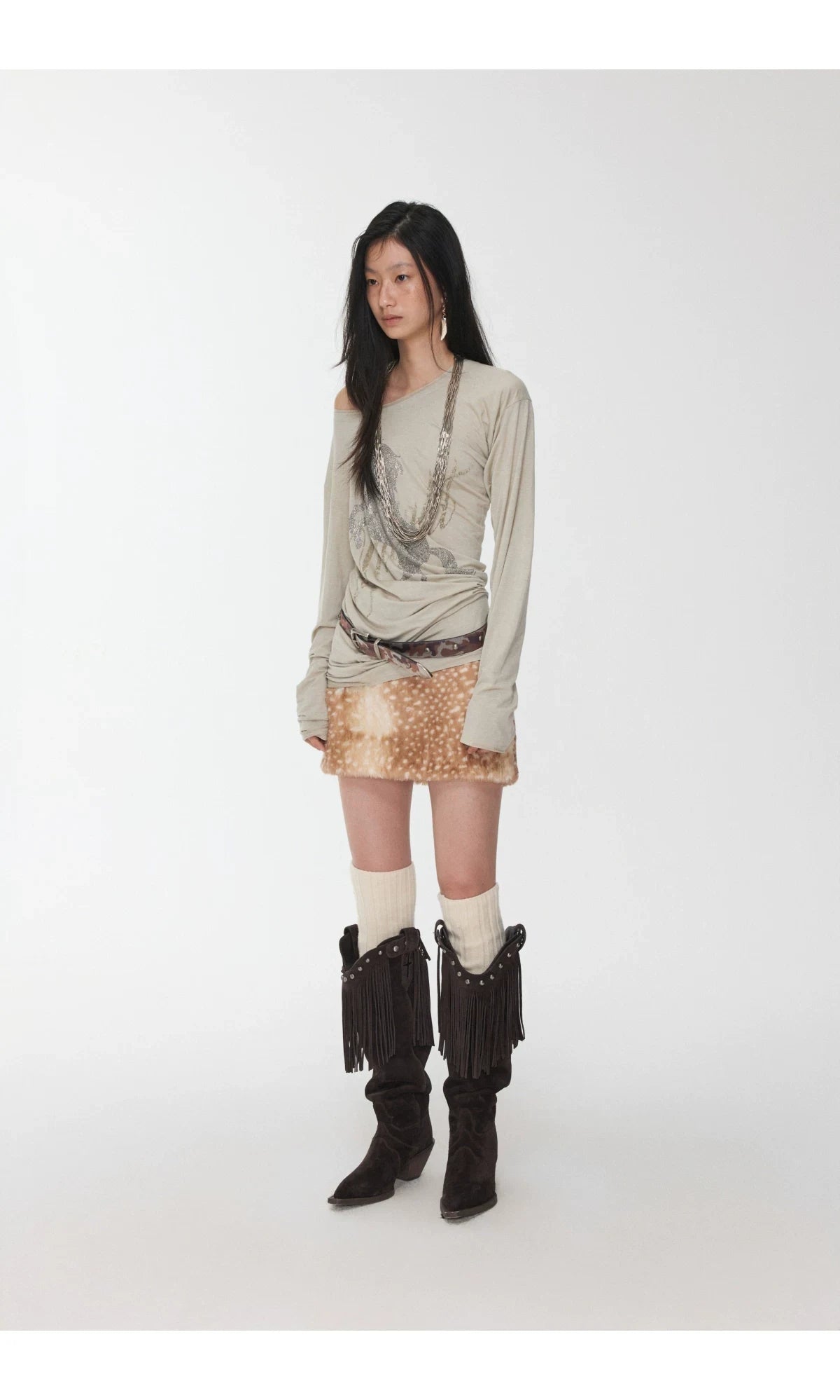 KNIGHT RHINESTONE OFF-SHOULDER LONG-SLEEVE TOP – 3colors