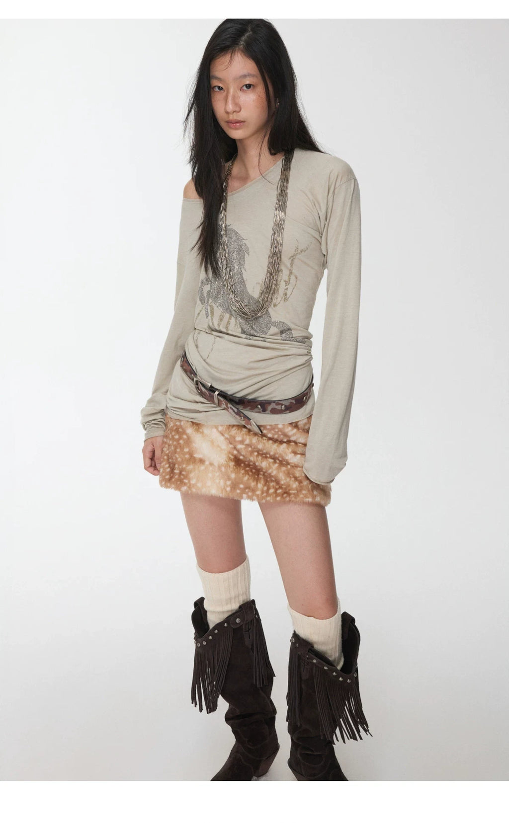 KNIGHT RHINESTONE OFF-SHOULDER LONG-SLEEVE TOP – 3colors