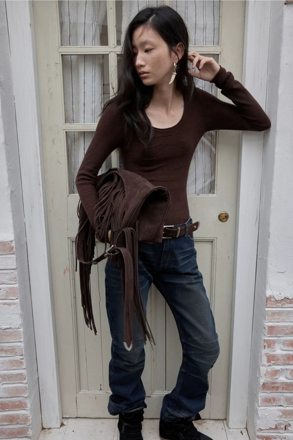KNIGHT WOOL JACQUARD SCOOP-NECK TOP – 4colors