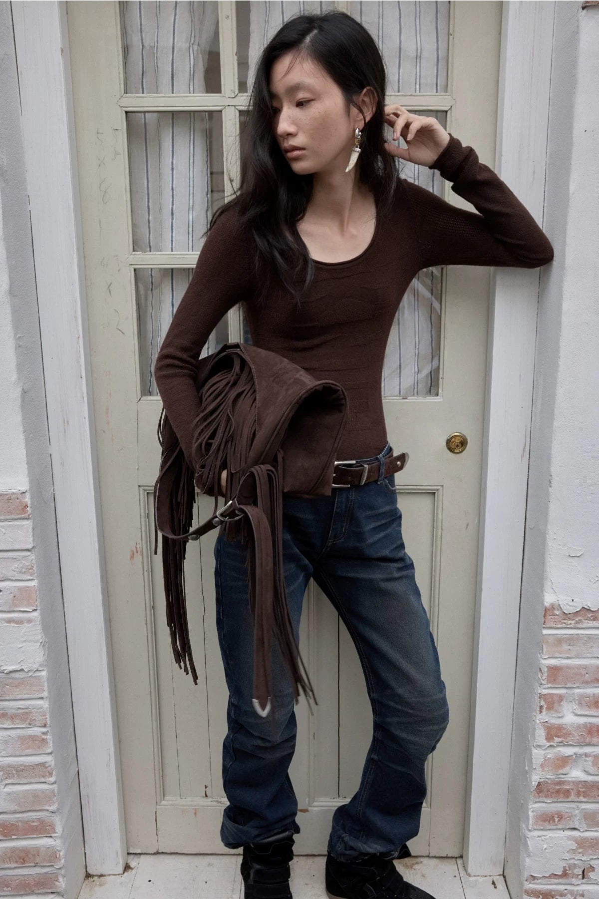 KNIGHT WOOL JACQUARD SCOOP-NECK TOP – 4colors