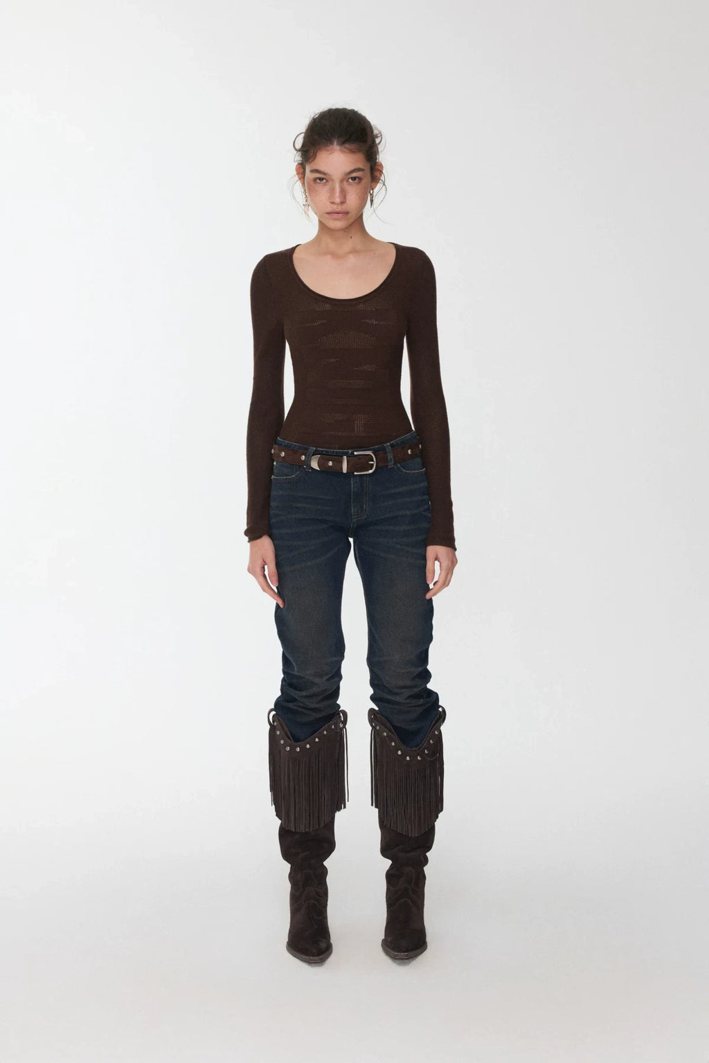 KNIGHT WOOL JACQUARD SCOOP-NECK TOP – 4colors