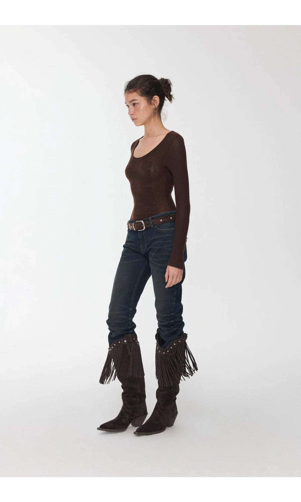 KNIGHT WOOL JACQUARD SCOOP-NECK TOP – 4colors