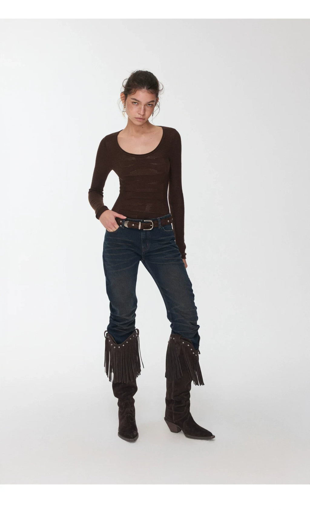 KNIGHT WOOL JACQUARD SCOOP-NECK TOP – 4colors