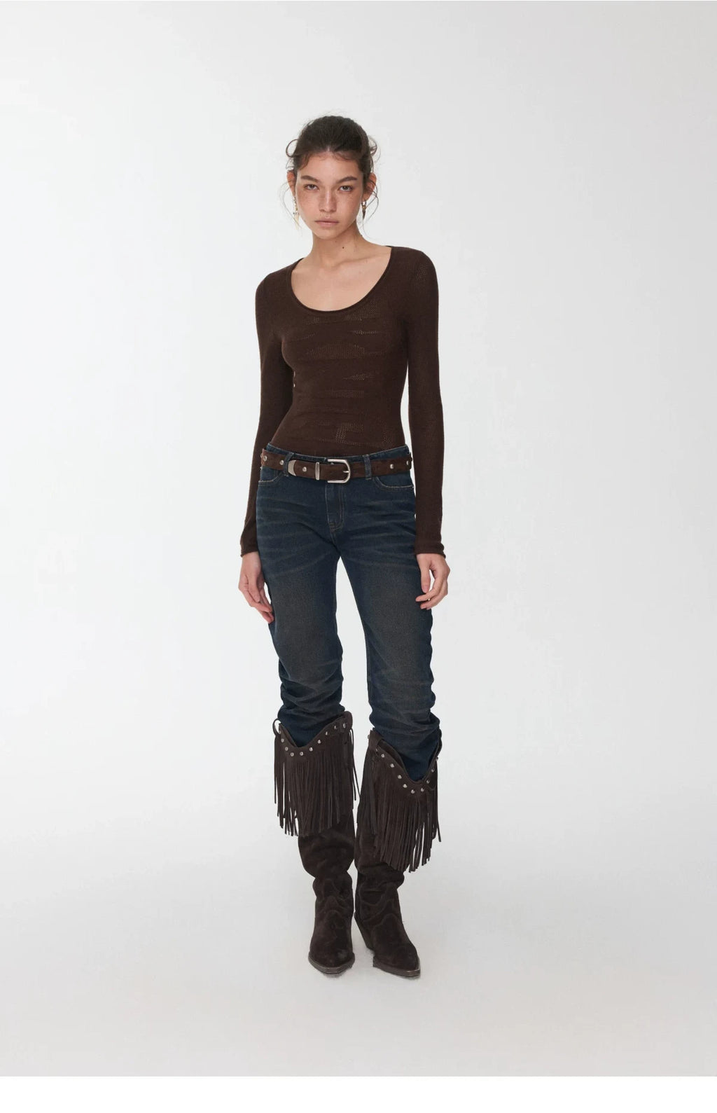 KNIGHT WOOL JACQUARD SCOOP-NECK TOP – 4colors