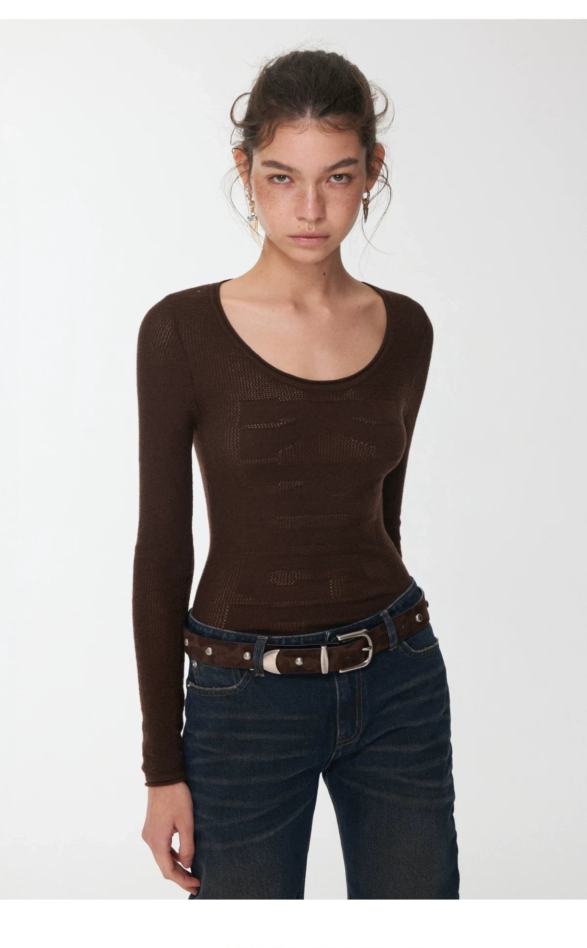 KNIGHT WOOL JACQUARD SCOOP-NECK TOP – 4colors