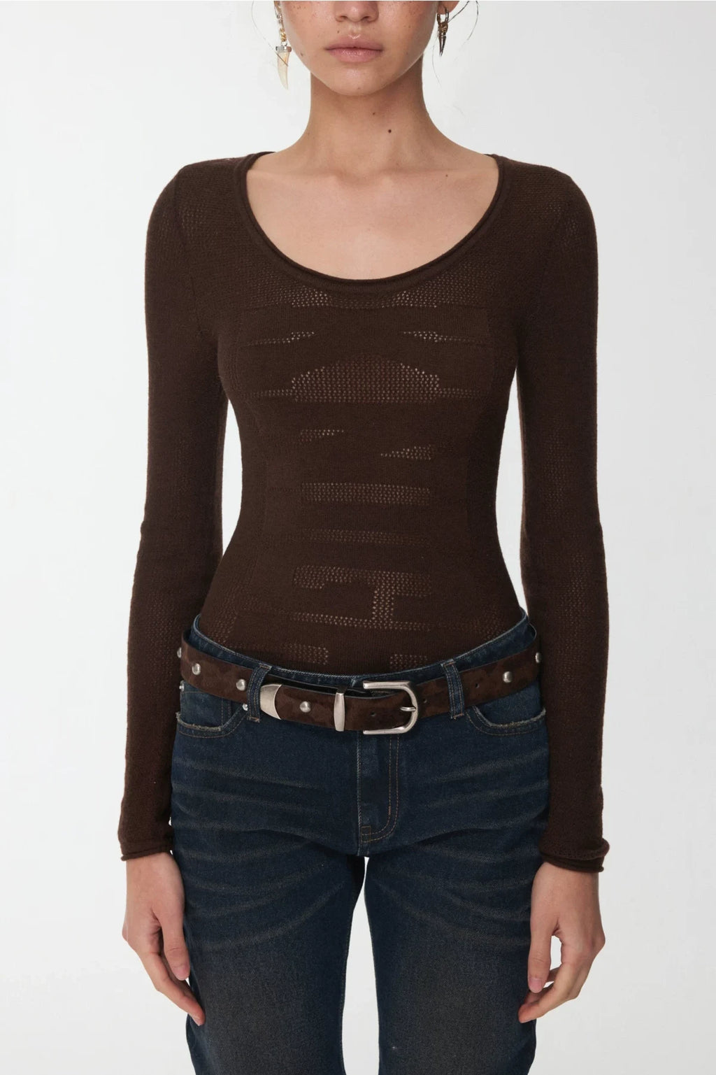 KNIGHT WOOL JACQUARD SCOOP-NECK TOP – 4colors