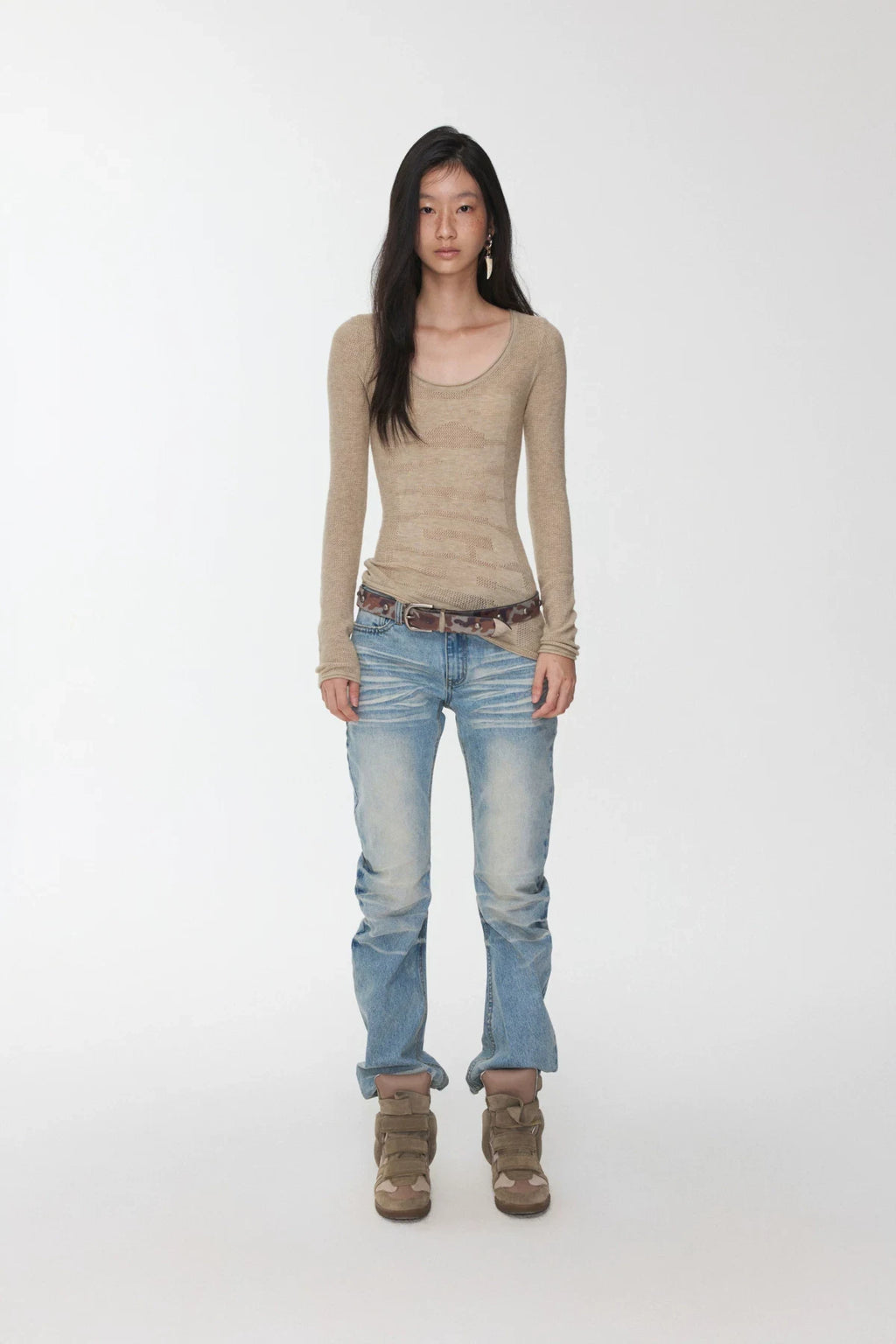 KNIGHT WOOL JACQUARD SCOOP-NECK TOP – 4colors