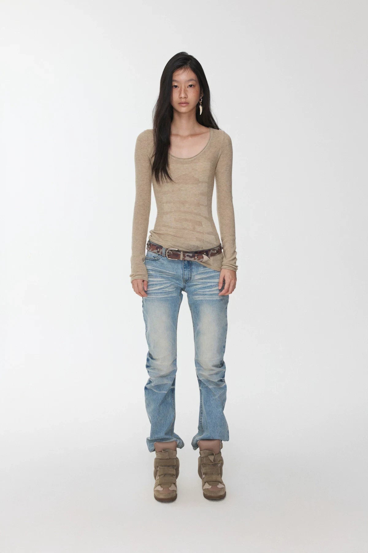 KNIGHT WOOL JACQUARD SCOOP-NECK TOP – 4colors
