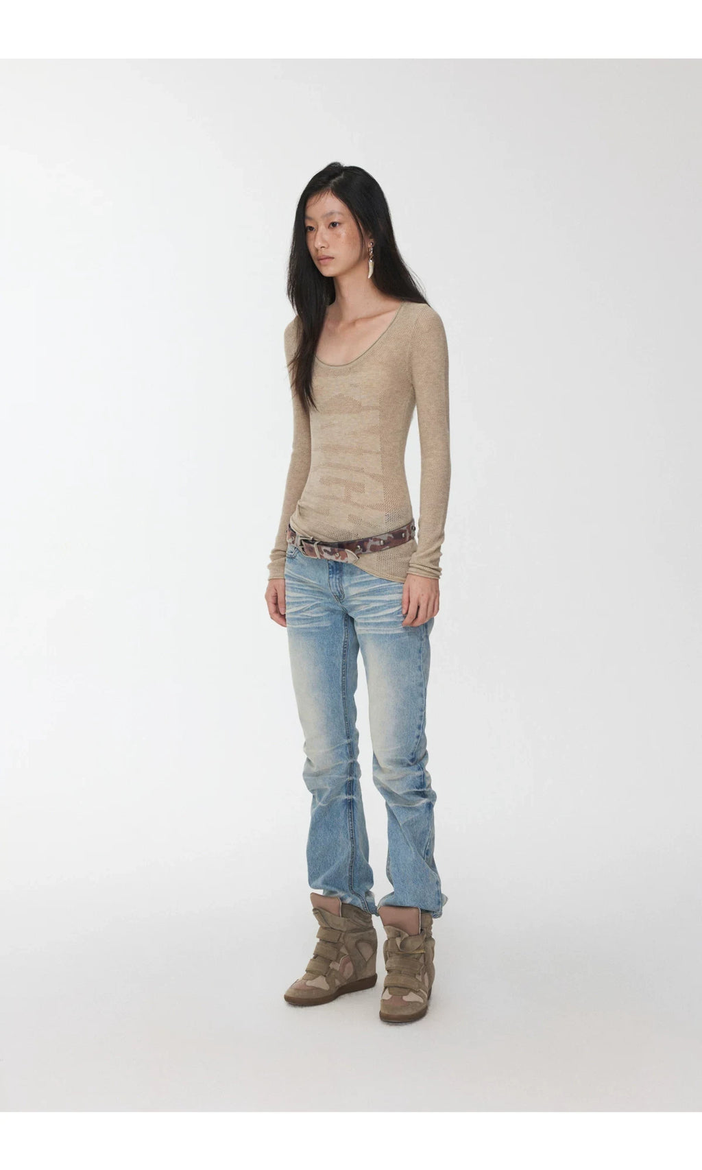KNIGHT WOOL JACQUARD SCOOP-NECK TOP – 4colors