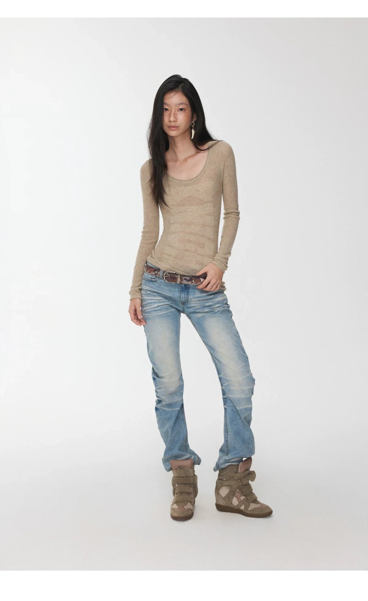 KNIGHT WOOL JACQUARD SCOOP-NECK TOP – 4colors