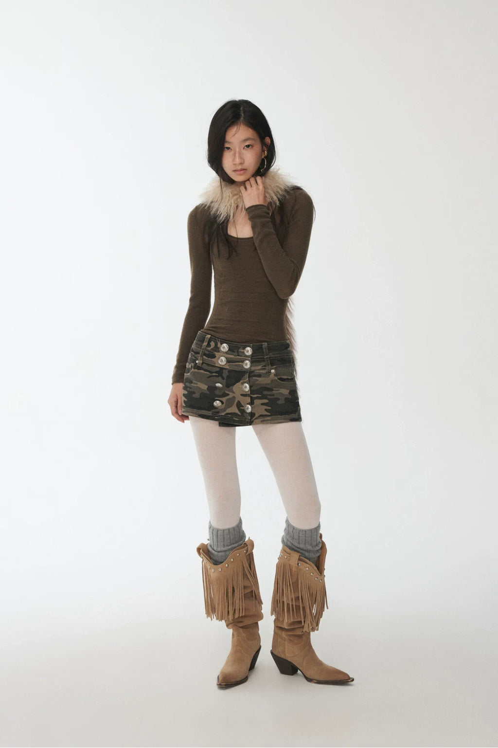KNIGHT WOOL JACQUARD SCOOP-NECK TOP – 4colors