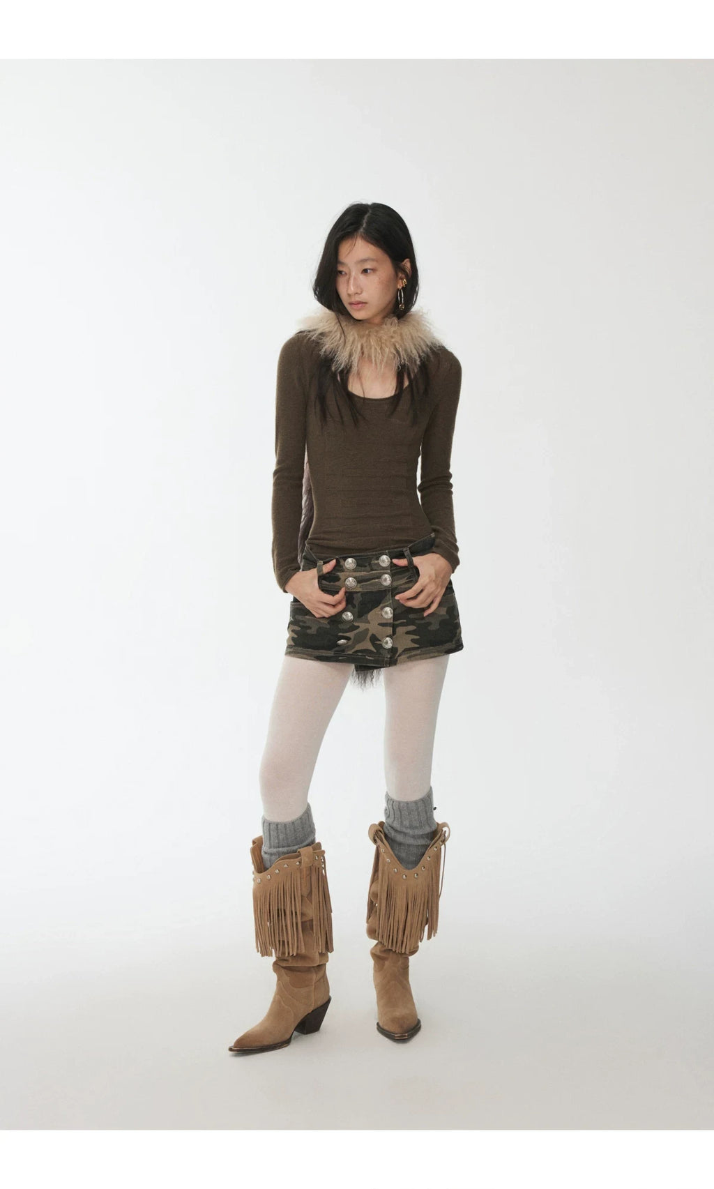 KNIGHT WOOL JACQUARD SCOOP-NECK TOP – 4colors
