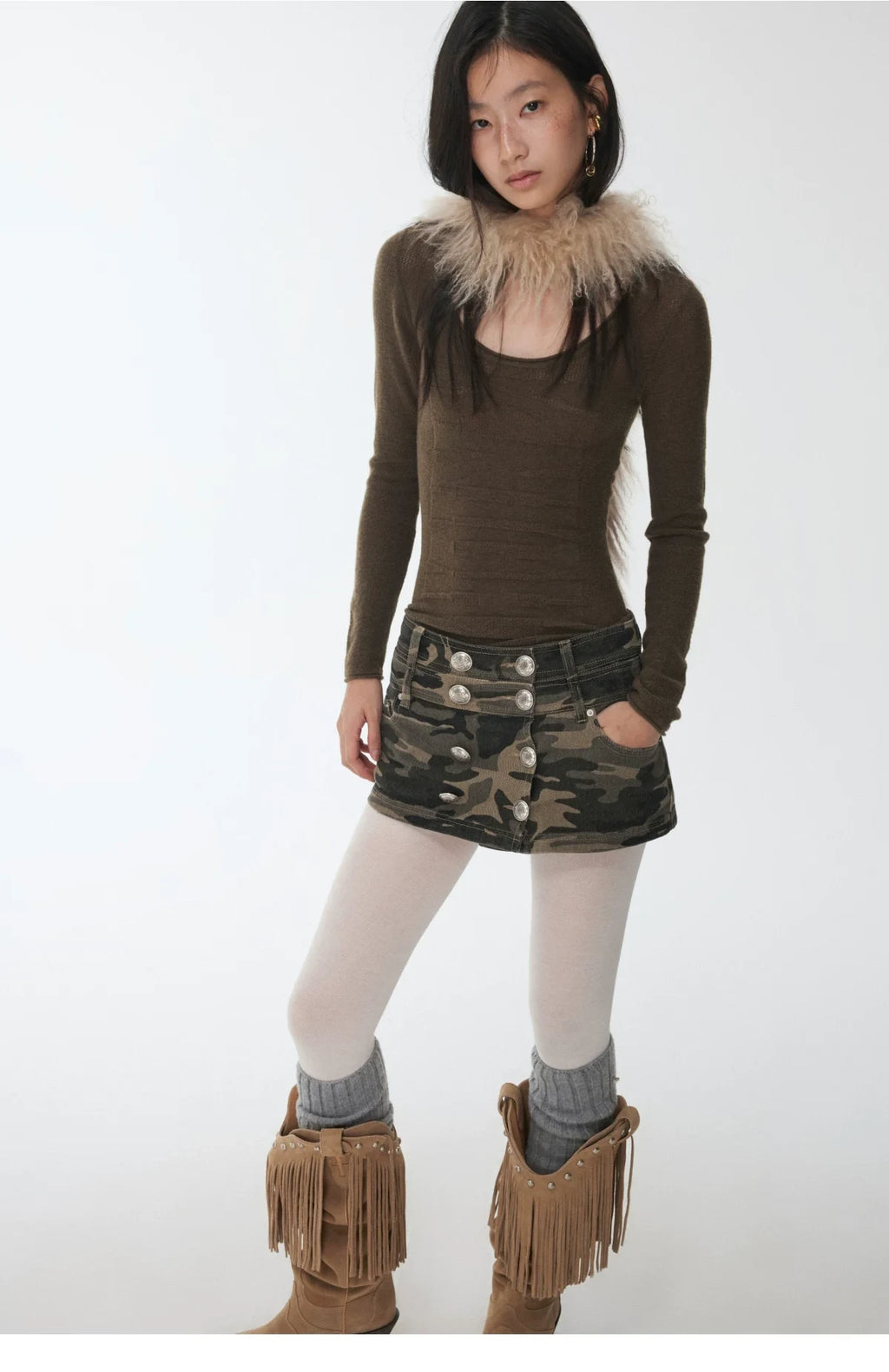 KNIGHT WOOL JACQUARD SCOOP-NECK TOP – 4colors