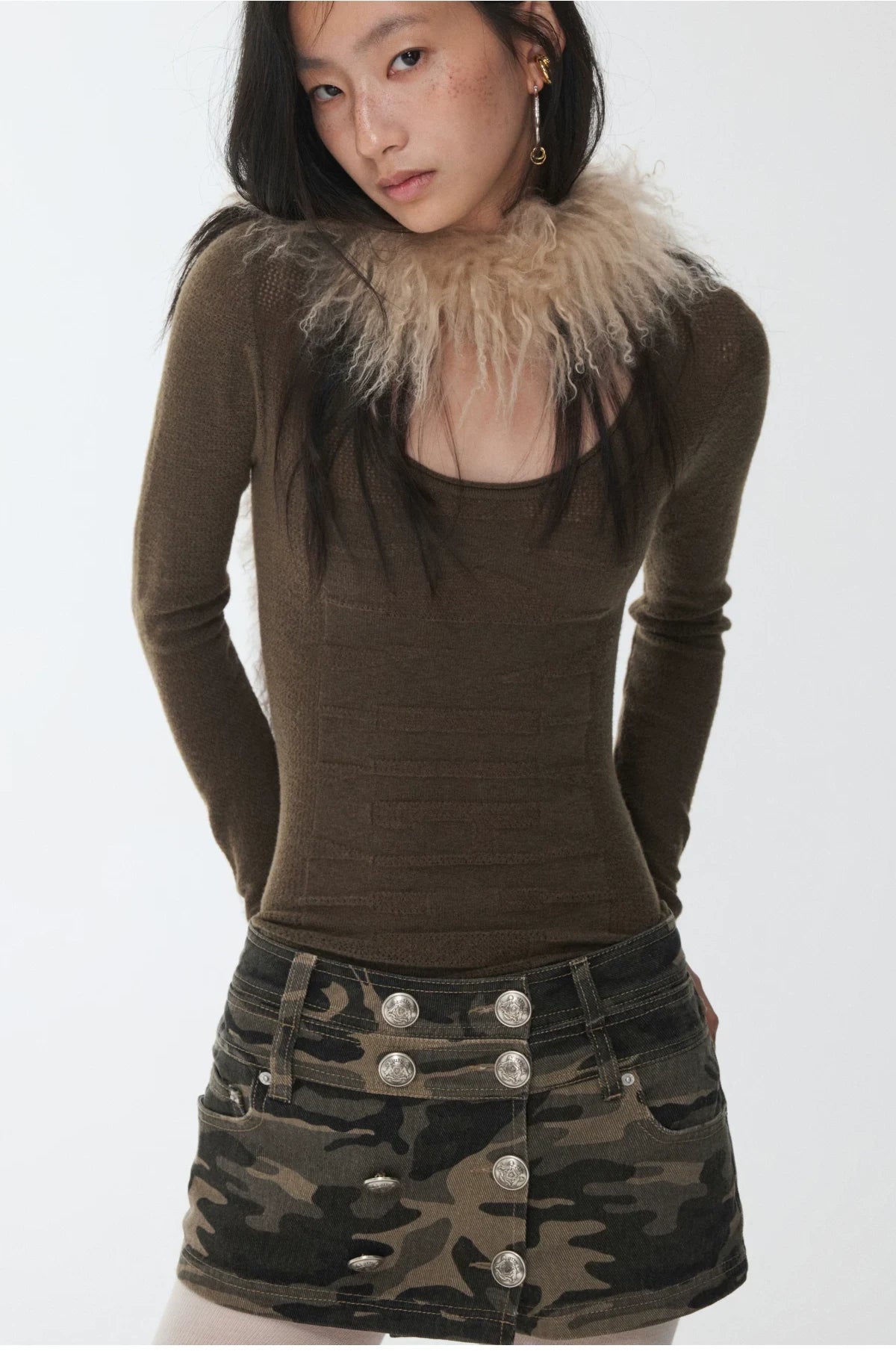 KNIGHT WOOL JACQUARD SCOOP-NECK TOP – 4colors