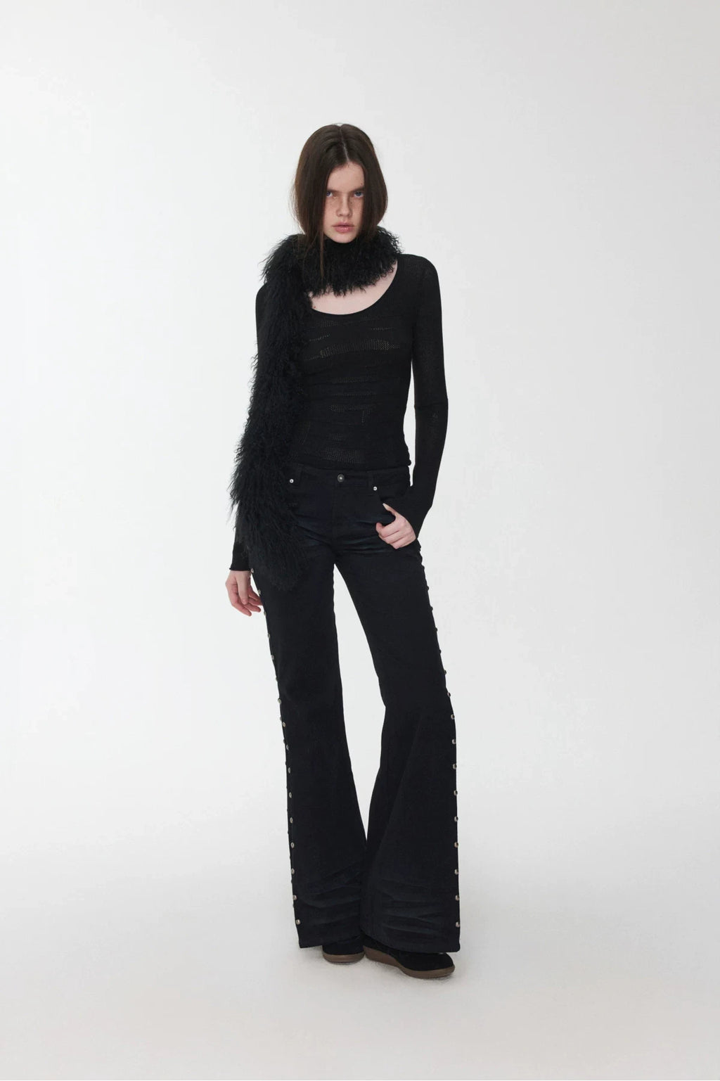 KNIGHT WOOL JACQUARD SCOOP-NECK TOP – 4colors