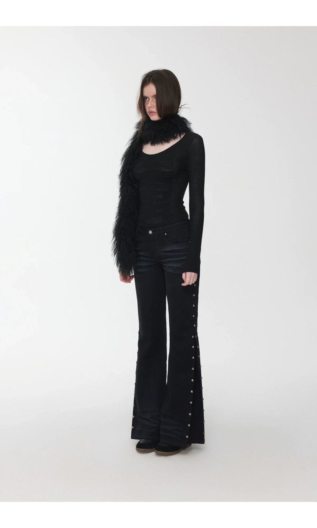 KNIGHT WOOL JACQUARD SCOOP-NECK TOP – 4colors