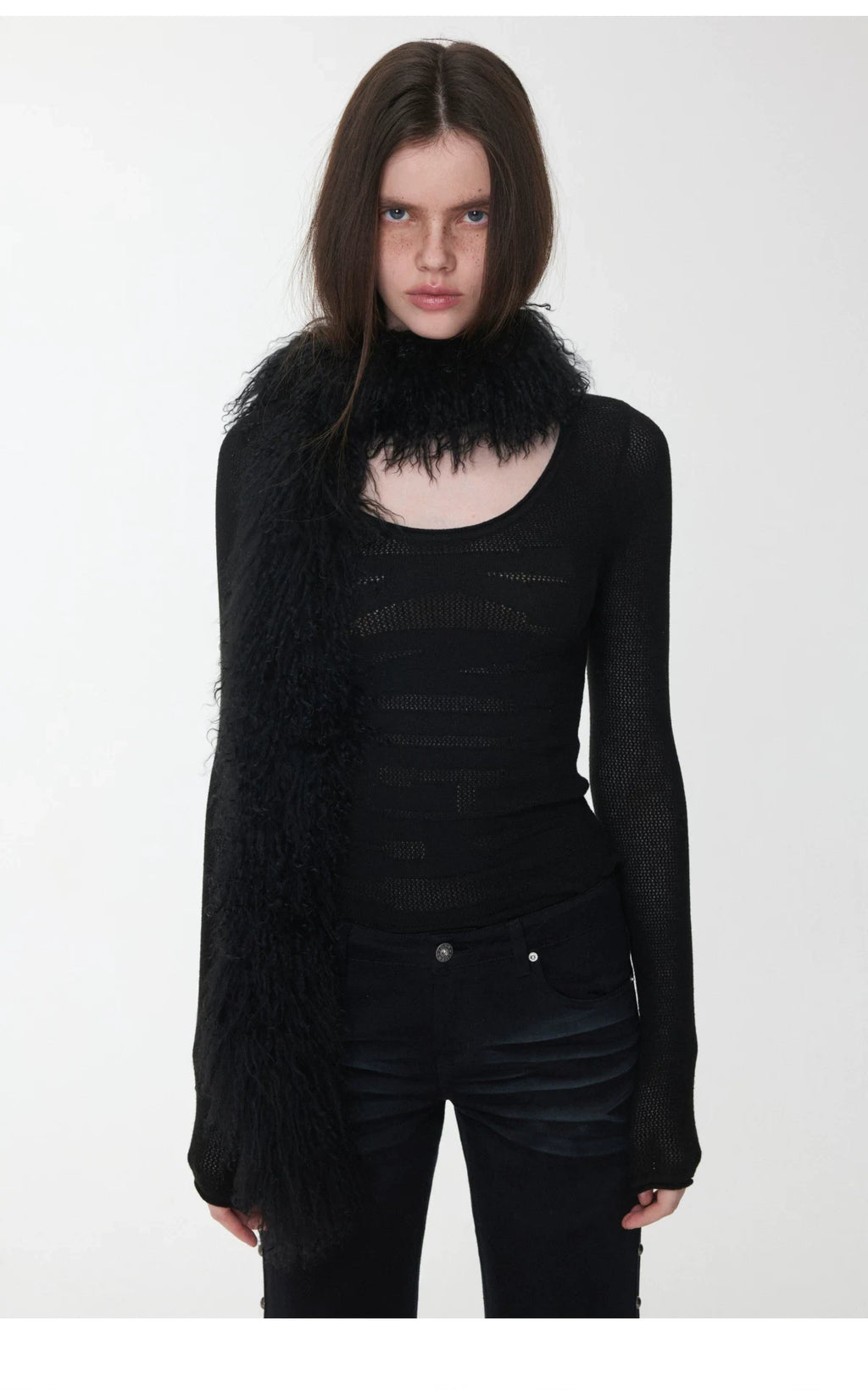 KNIGHT WOOL JACQUARD SCOOP-NECK TOP – 4colors