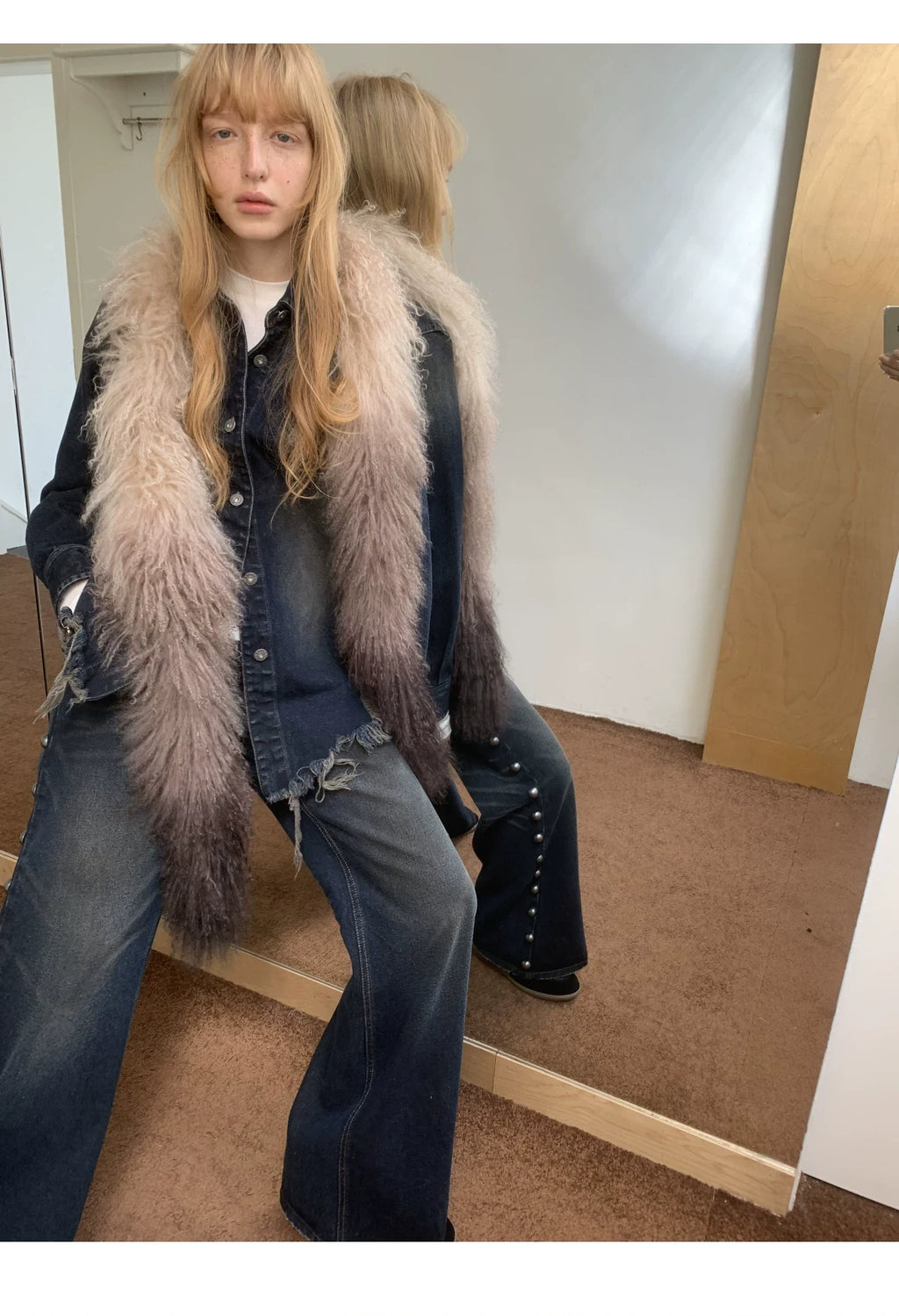 OMBRE TIBETAN LAMB FUR SCARF – 2colors