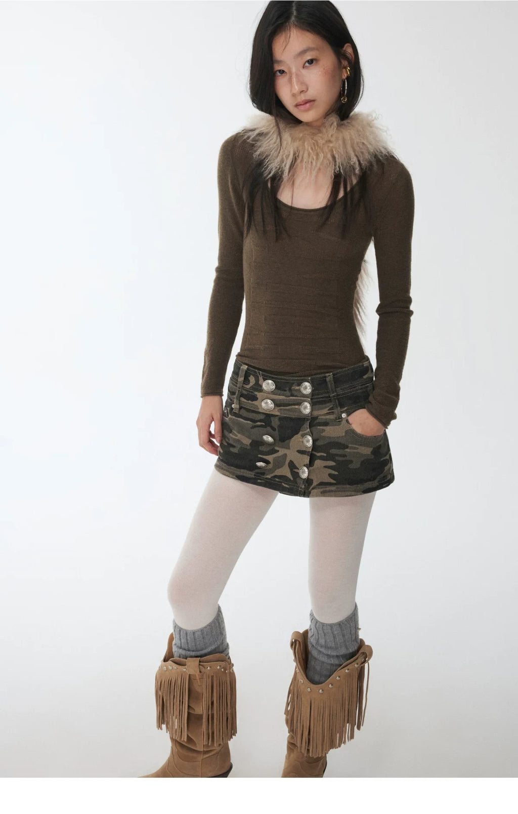 OMBRE TIBETAN LAMB FUR SCARF – 2colors