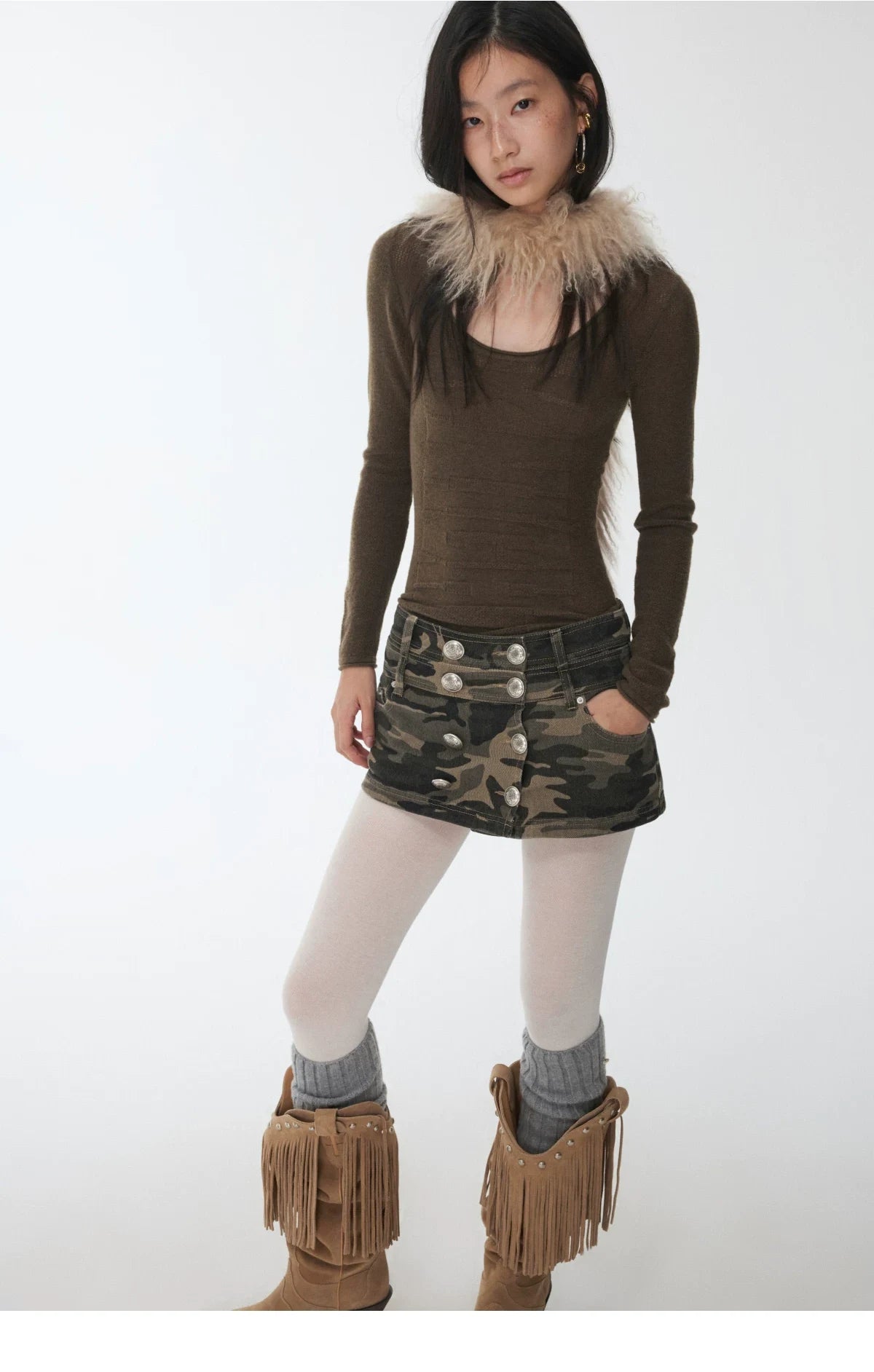 OMBRE TIBETAN LAMB FUR SCARF – 2colors
