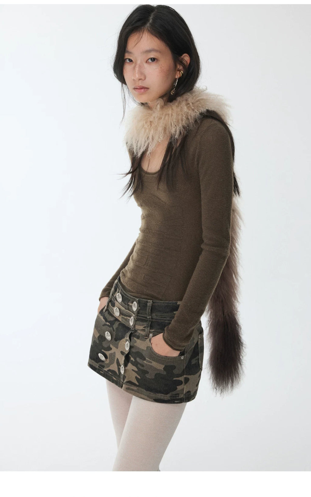 OMBRE TIBETAN LAMB FUR SCARF – 2colors