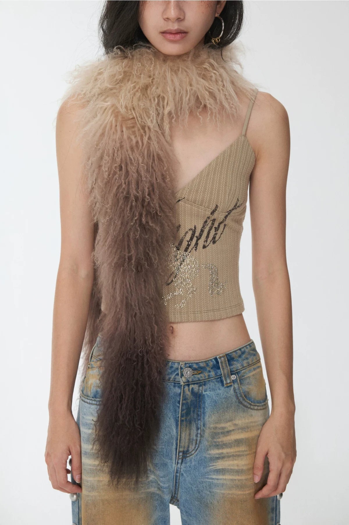 OMBRE TIBETAN LAMB FUR SCARF – 2colors