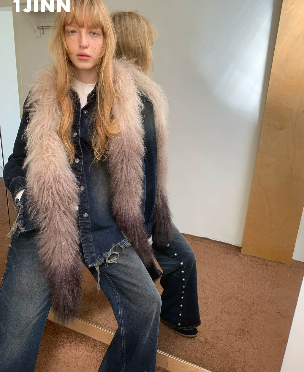 OMBRE TIBETAN LAMB FUR SCARF – 2colors
