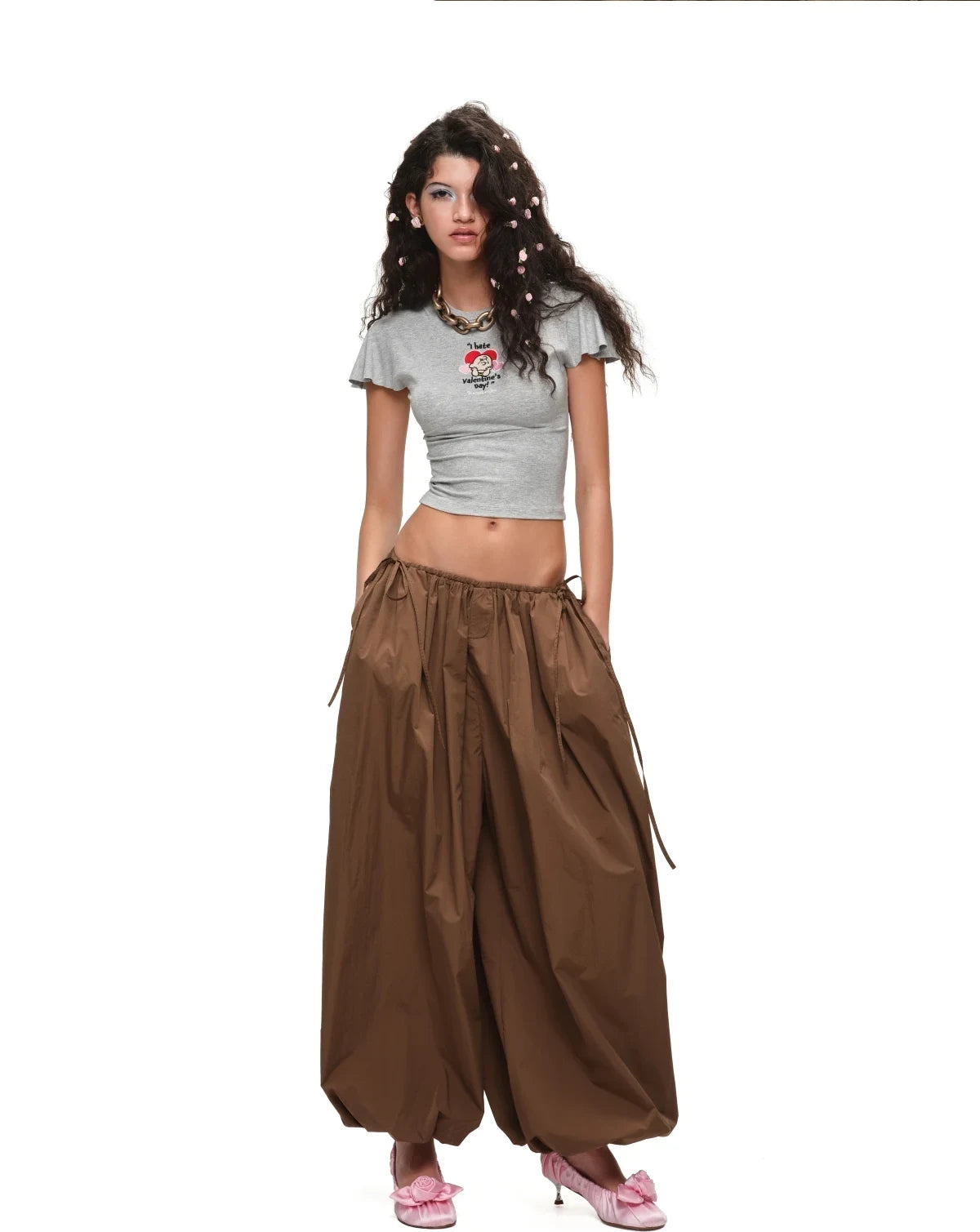 PEANUTS EMBROIDERED FLUTTER-SLEEVE TEE – 3colors