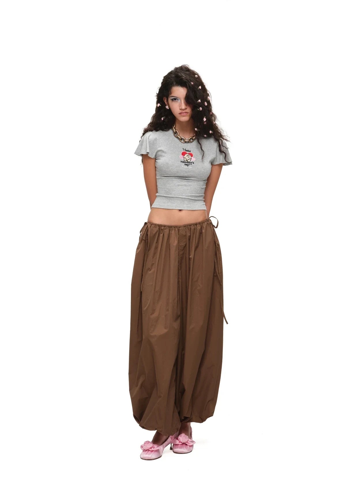 PEANUTS EMBROIDERED FLUTTER-SLEEVE TEE – 3colors